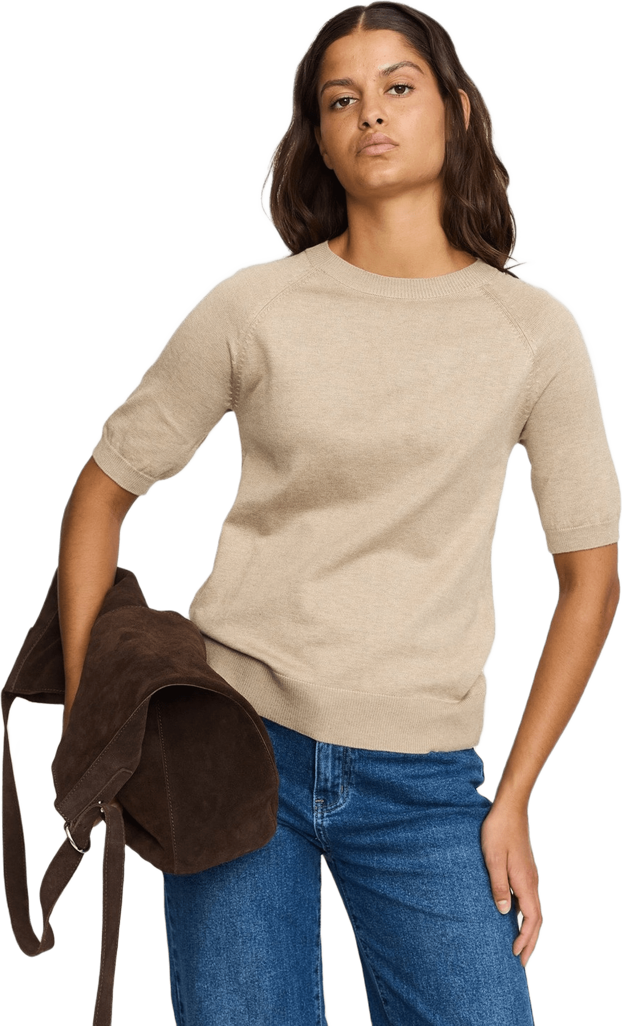 Srmarla Ss O-neck, från Soft Rebels, i färgen nomad melange.