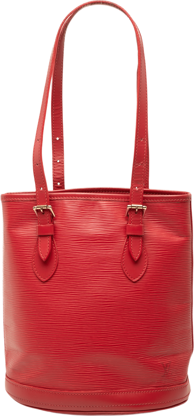 Louis Vuitton Epi Petit Bucket, från Luxclusif, i färgen röd.