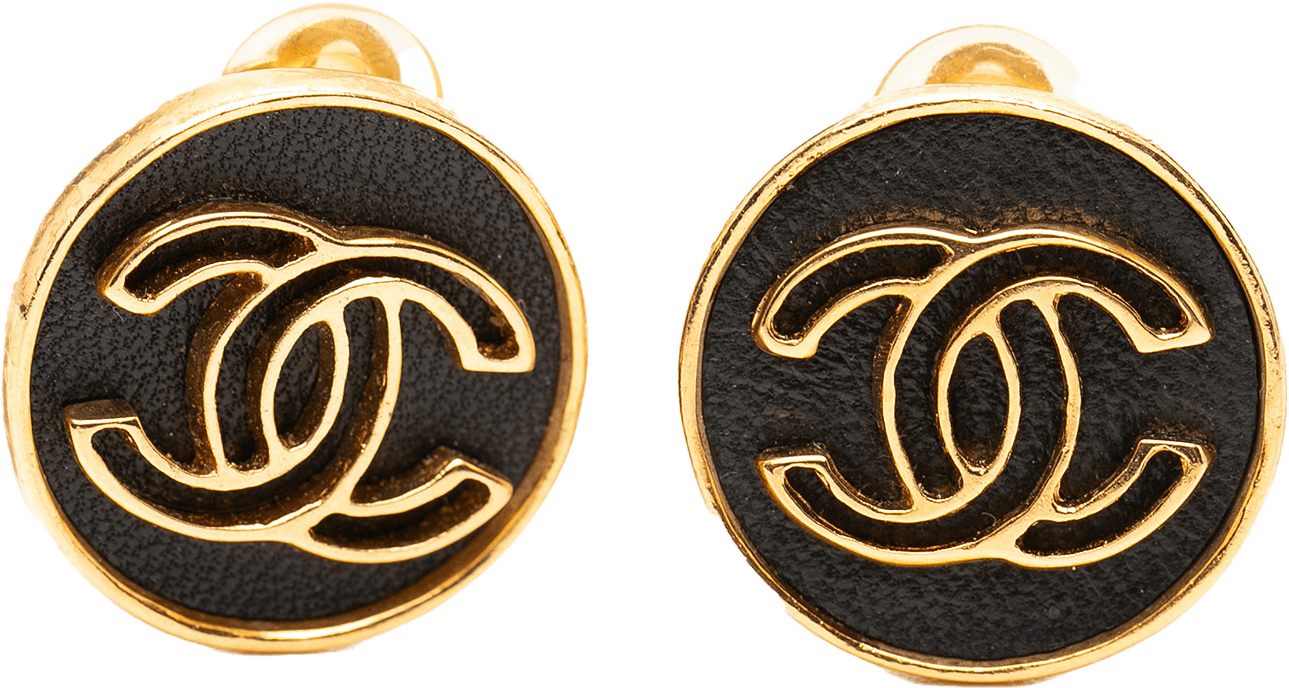 Chanel Cc Gold Plated Leather Clip On Earrings, från Luxclusif, i färgen gold.