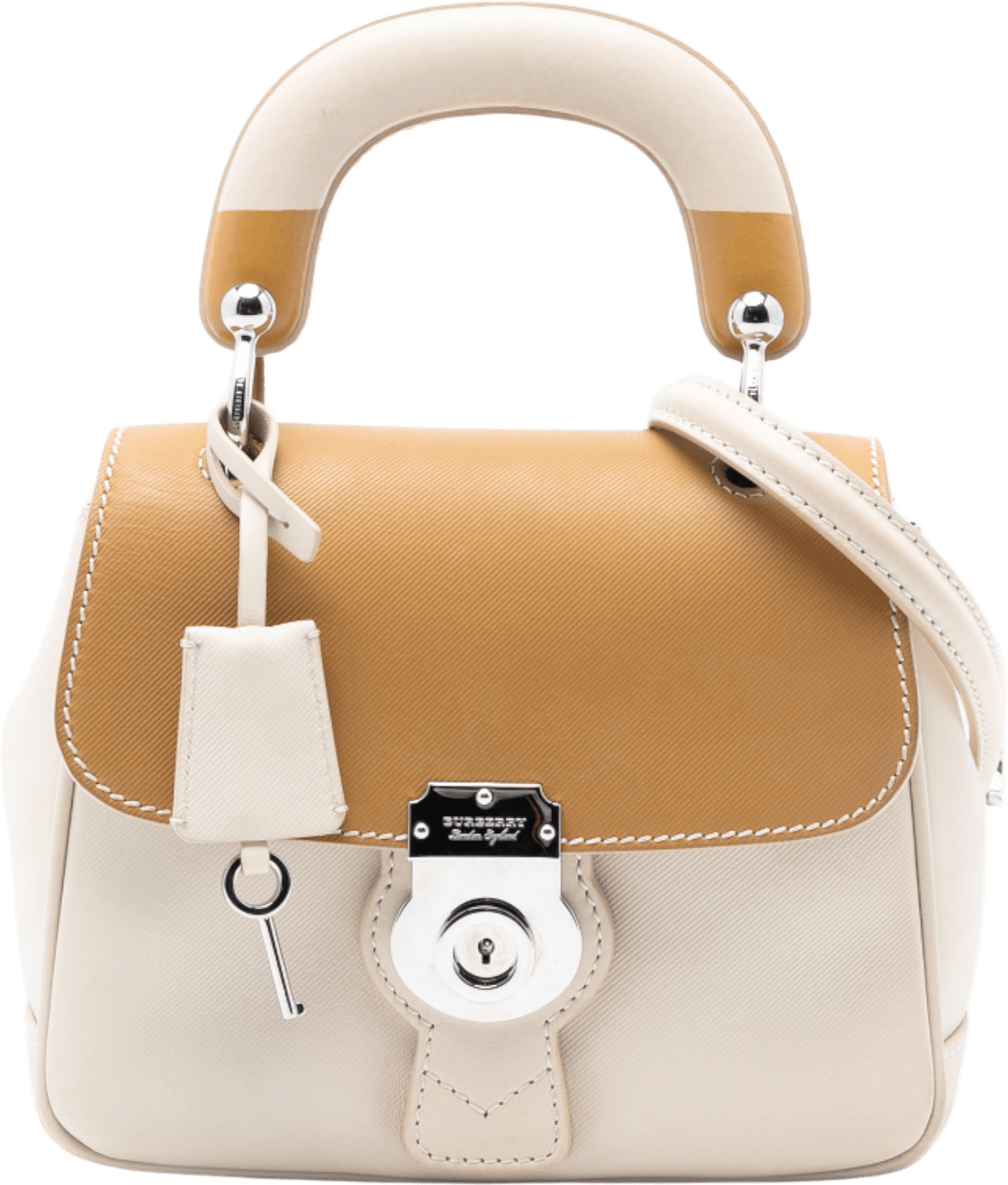 Burberry Small Grained Calfskin Dk88 Top Handle Bag, från Luxclusif, i färgen light beige.
