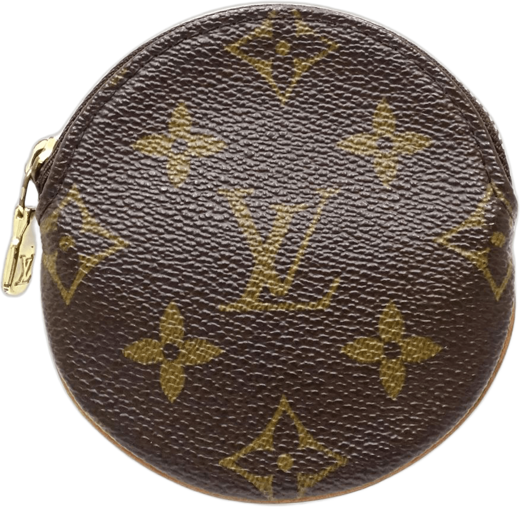 Louis Vuitton Monogram Porte Monnaie Round Coin Purse, från Luxclusif, i färgen brun.