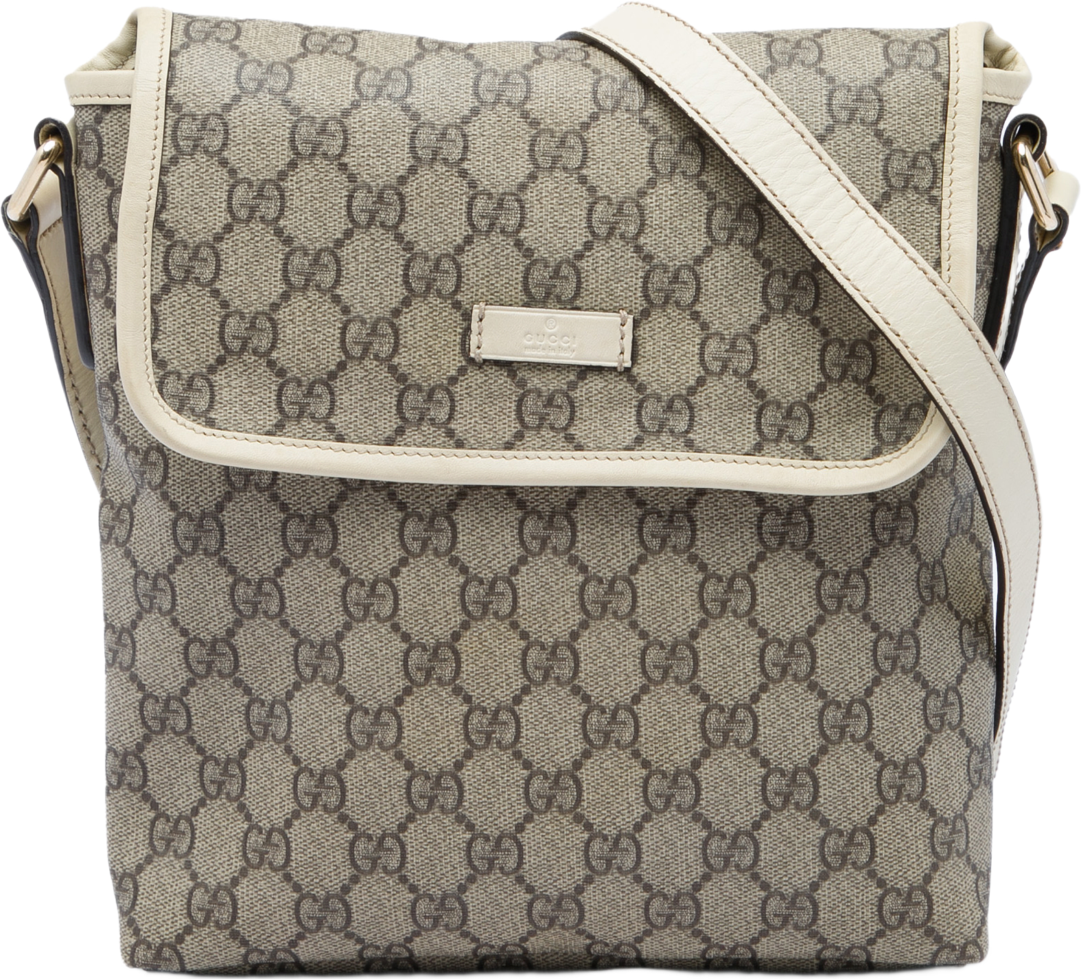 Gucci Gg Supreme Crossbody, från Luxclusif, i färgen beige.