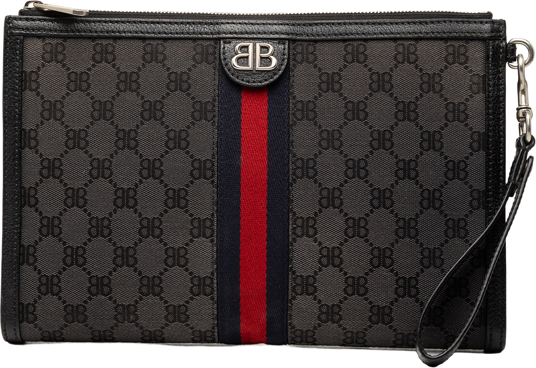 Balenciaga The Hacker Project Bb Canvas Web Ophidia Clutch, från Luxclusif, i färgen black.