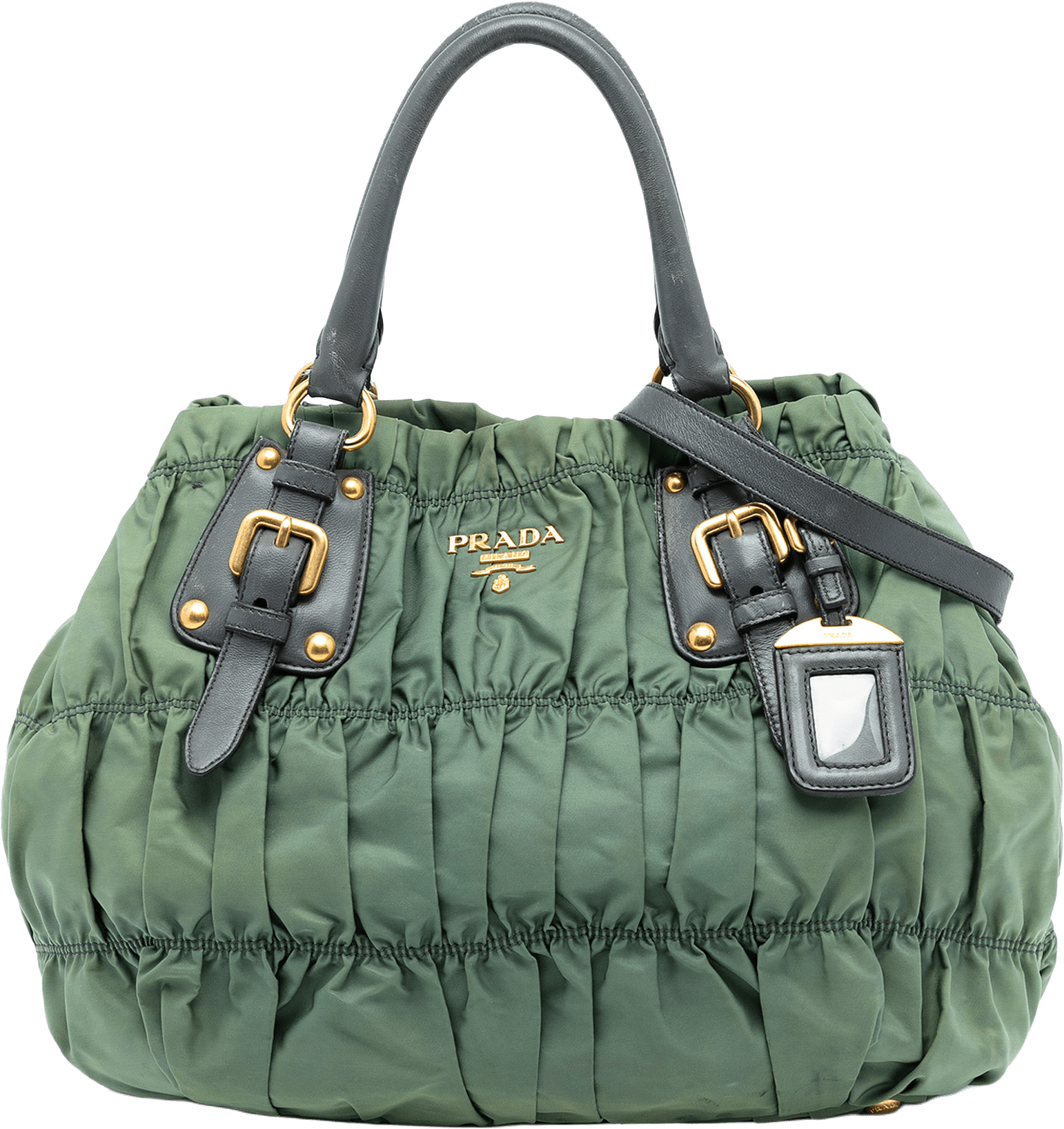 Prada Tessuto Gaufre Tote, från Luxclusif, i färgen green.