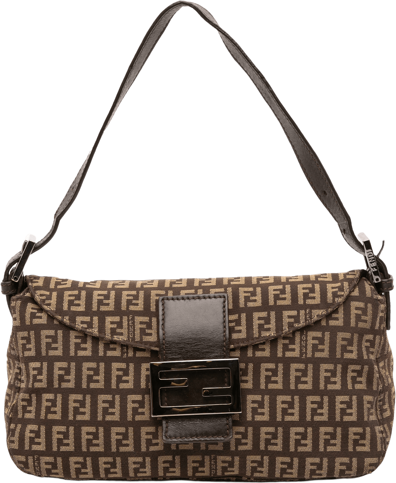 Fendi Zucchino Canvas Double Flap Shoulder Bag, från Luxclusif, i färgen dark brown.