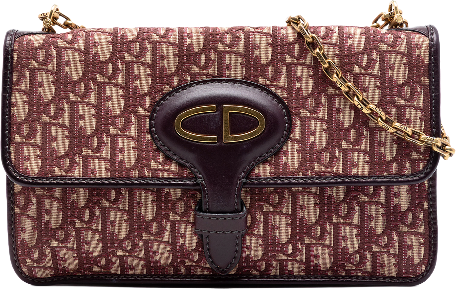 Dior Oblique Canvas Chain Crossbody, från Luxclusif, i färgen röd.