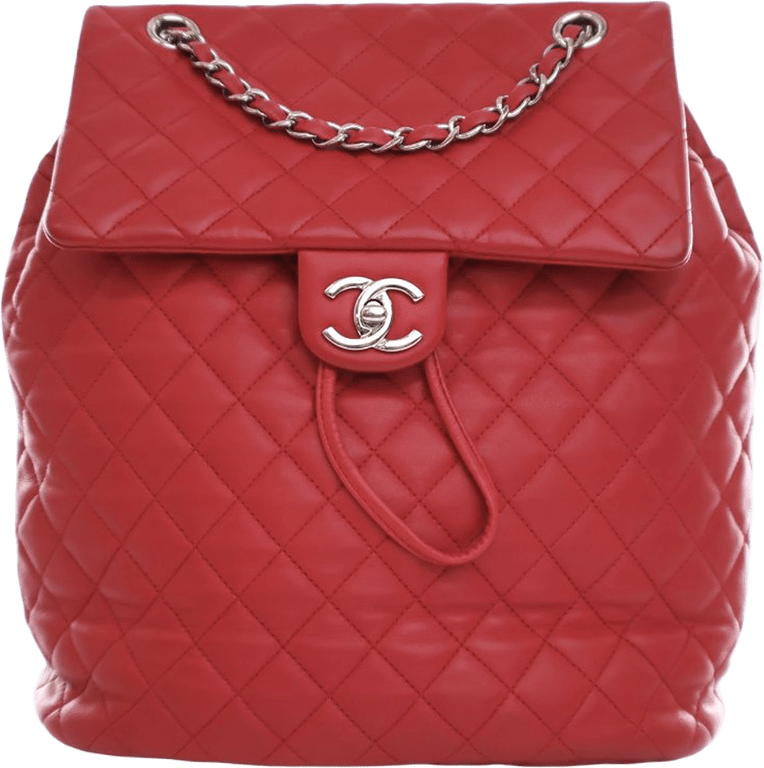 Chanel Medium Lambskin Urban Spirit Backpack, från Luxclusif, i färgen red.