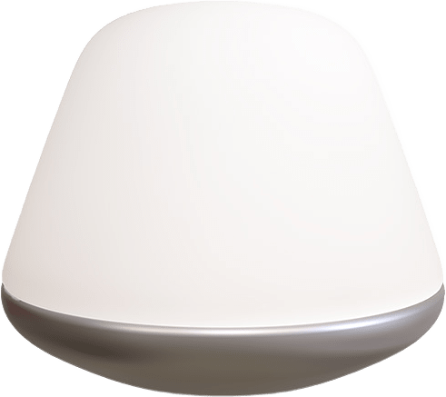 Bordslampa Bloom Ø20, från Herstal, i färgen satin silver/opal.