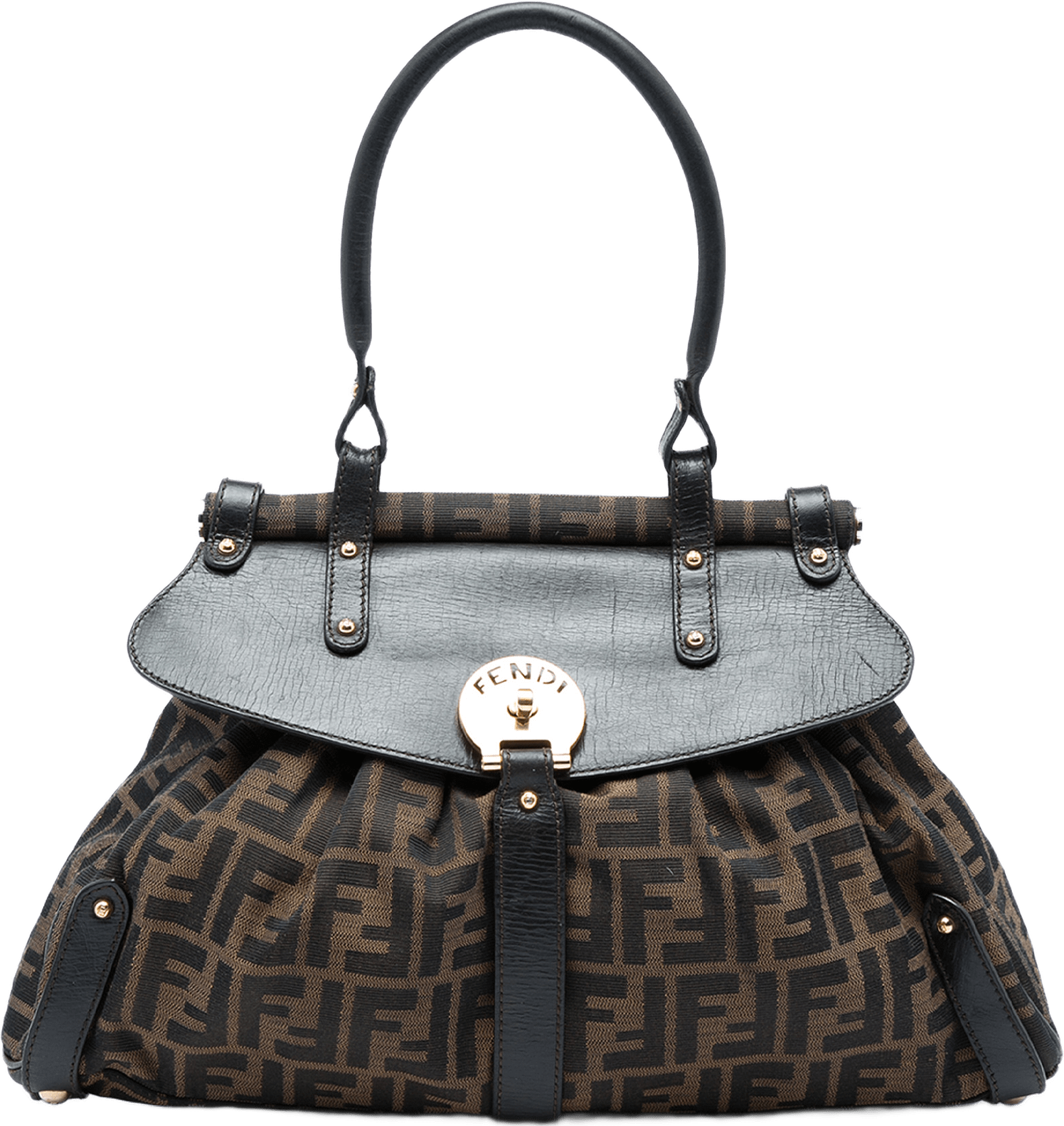 Fendi Medium Zucca Canvas Magic Handbag, från Luxclusif, i färgen brun.