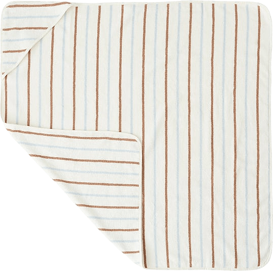Raita Hooded Towel, från OYOY Mini, i färgen caramel,ice blue.