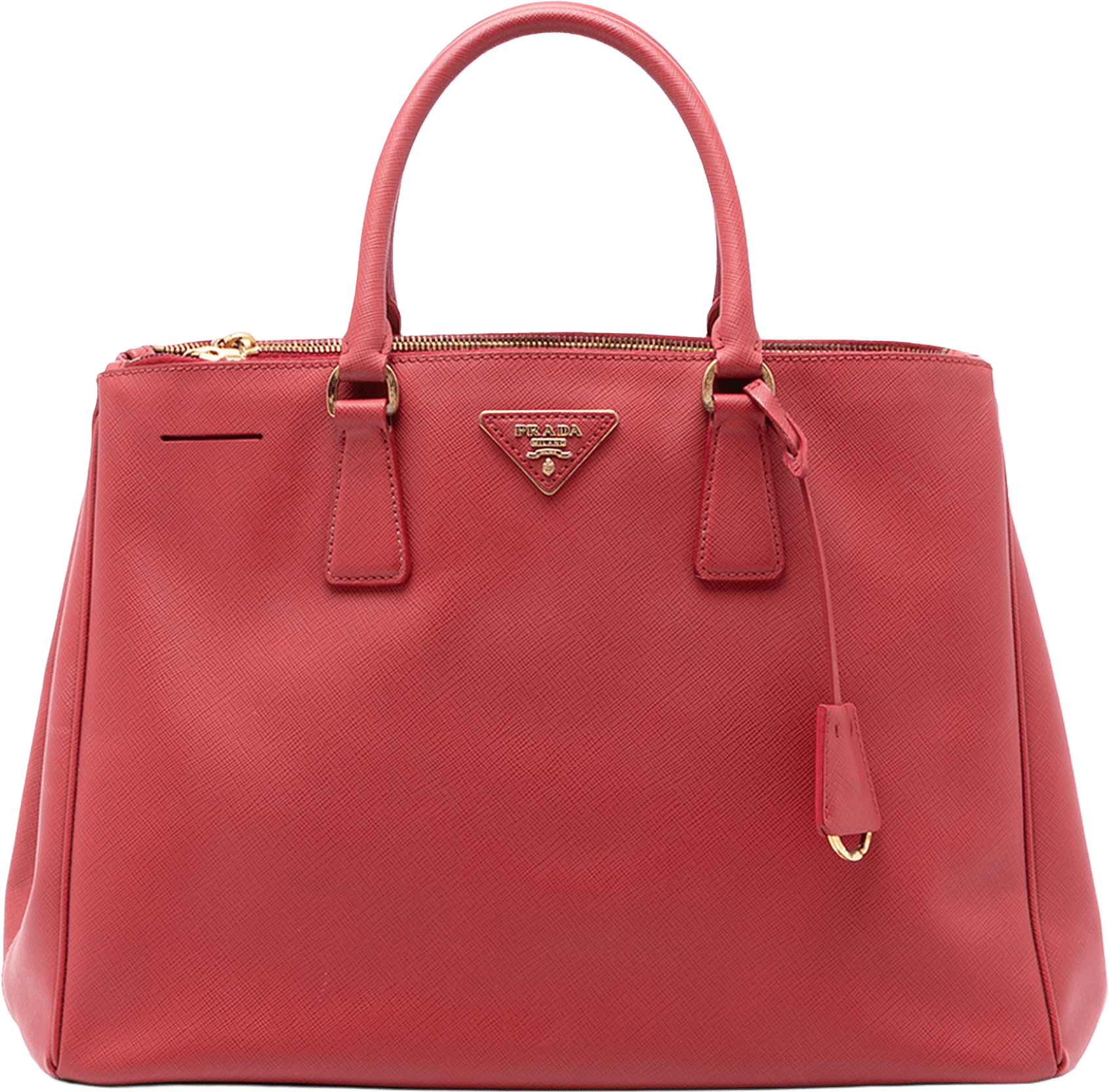 Prada Large Saffiano Lux Galleria Double Zip Satchel, från Luxclusif, i färgen red.