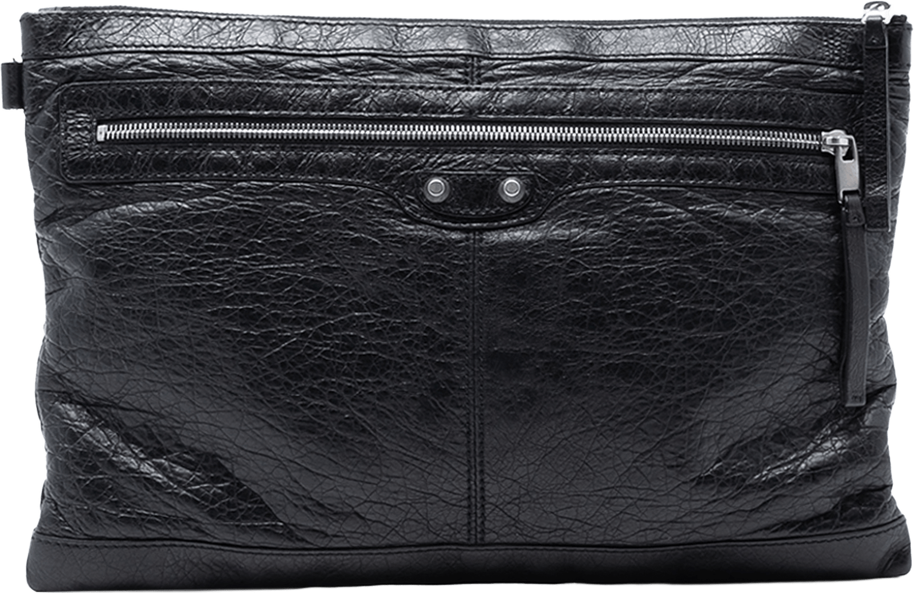 Balenciaga Lambskin Motocross Classic Clip L Clutch, från Luxclusif, i färgen black.