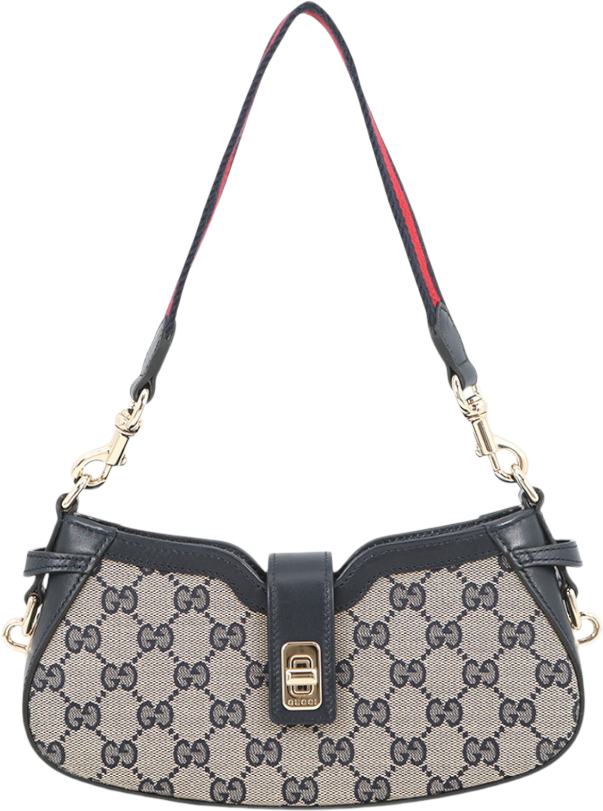 Gucci Mini Gg Canvas Web Moon Side Shoulder Bag, från Luxclusif, i färgen gray.