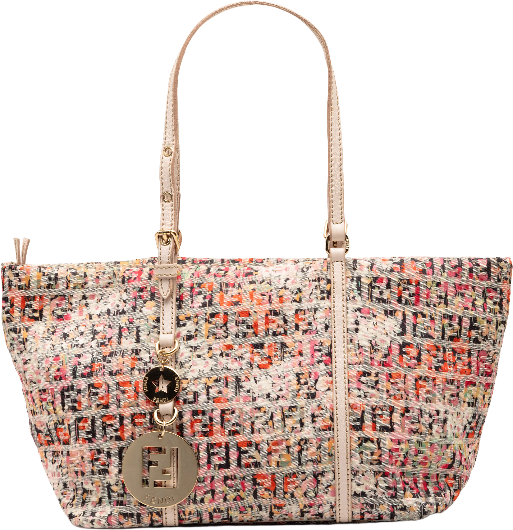 Fendi Mini Zucchino Canvas Floral Superstar Tote, från Luxclusif, i färgen pink.