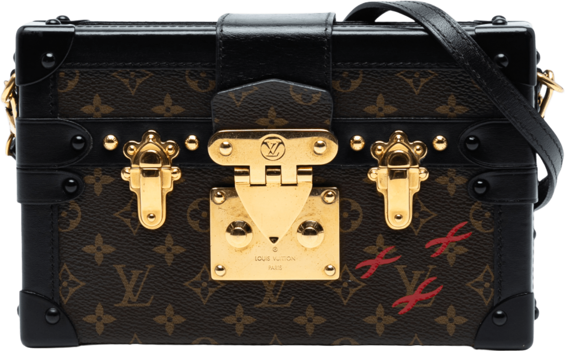 Louis Vuitton Monogram Petite Malle, från Luxclusif, i färgen brown.