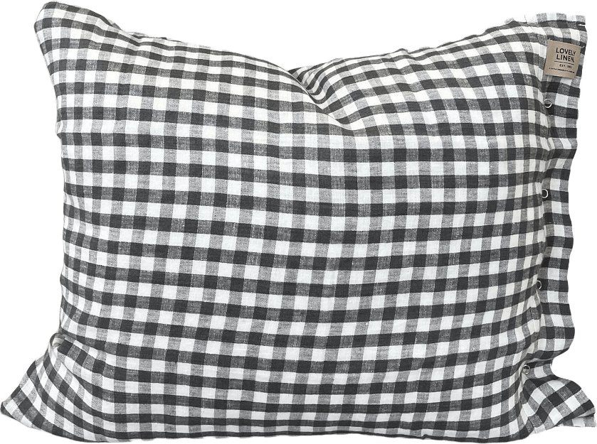 Örngott Misty i tvättat Lin, från Lovely Linen, i färgen grå rutig.