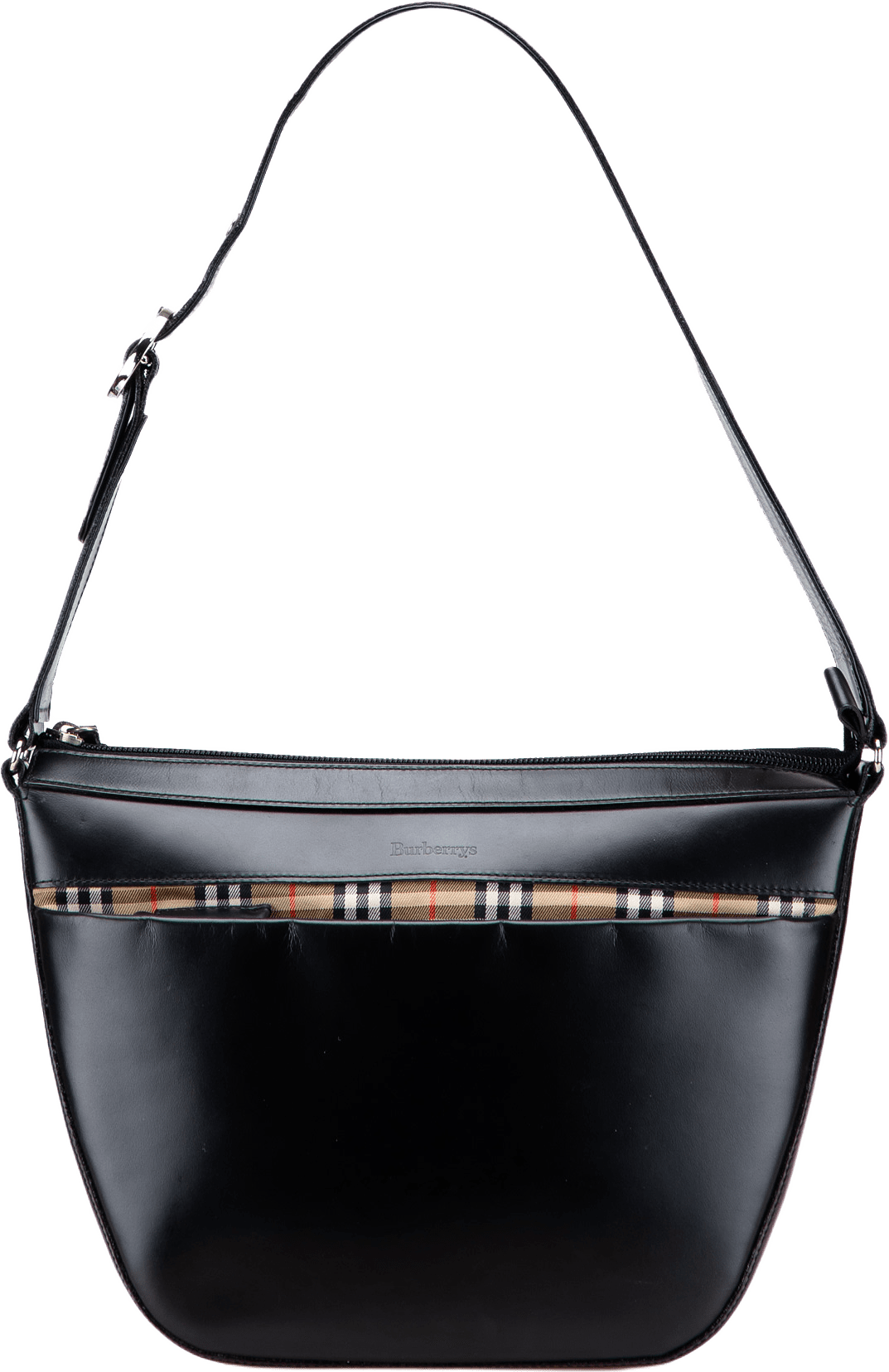 Burberry House Check Trimmed Leather Shoulder Bag, från Luxclusif, i färgen black.