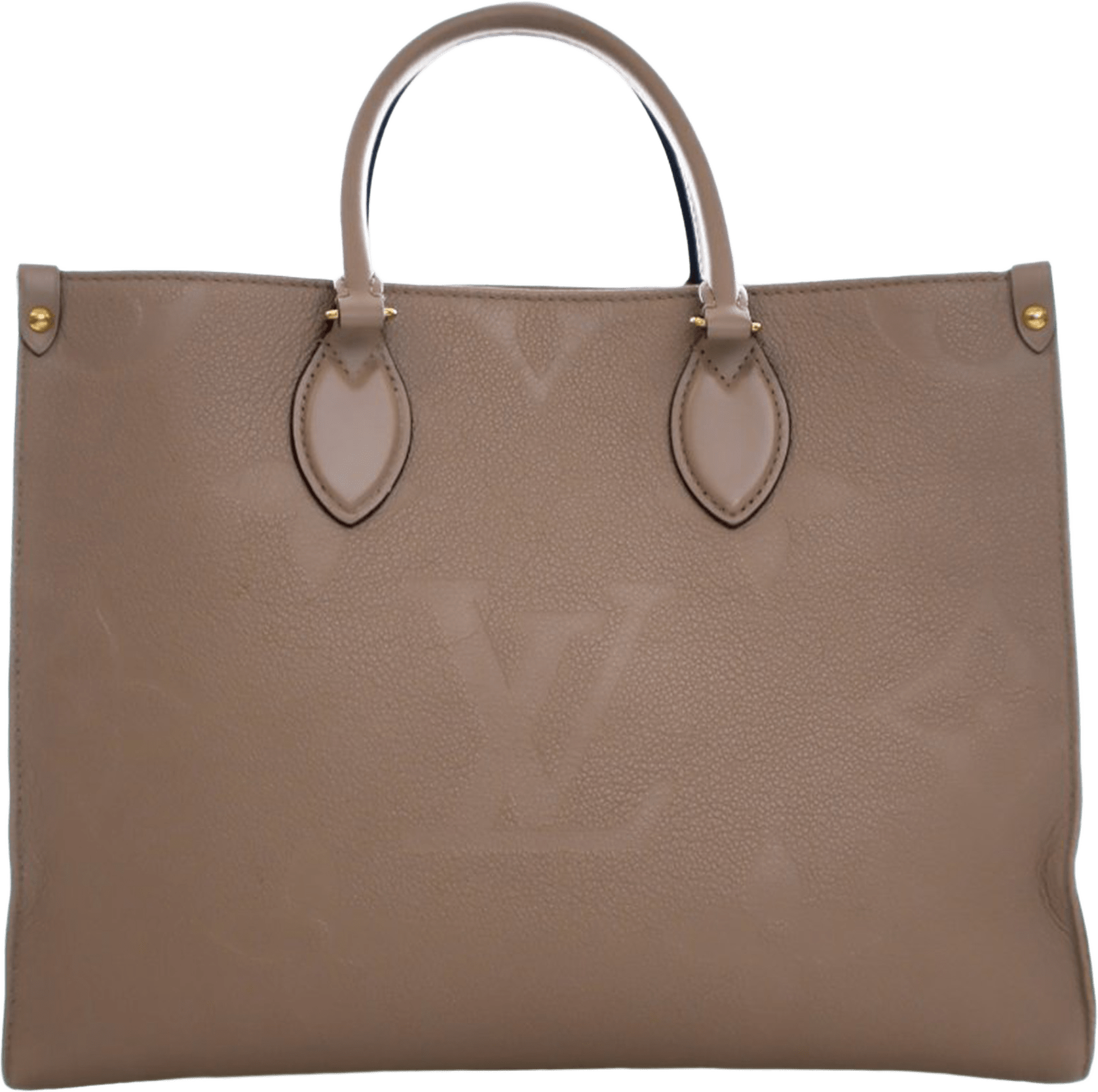 Louis Vuitton Monogram Empreinte Onthego Mm, från Luxclusif, i färgen beige.