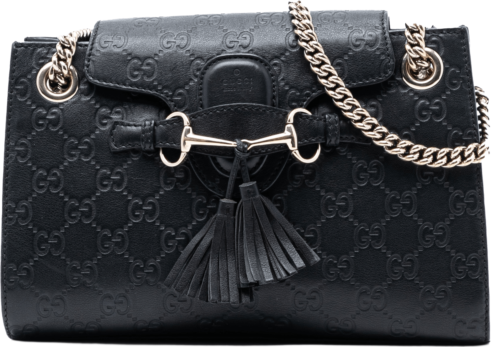 Gucci Small Guccissima Emily Shoulder Bag, från Luxclusif, i färgen black.
