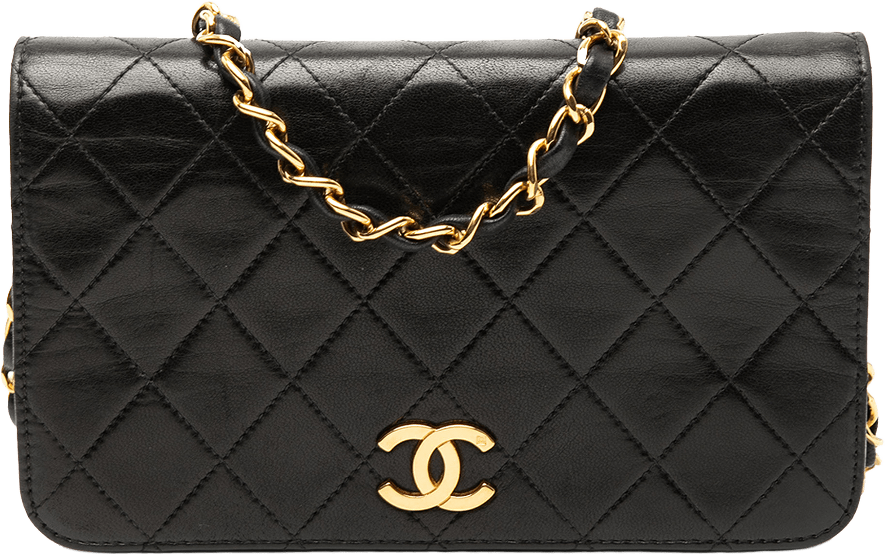 Chanel Cc Quilted Lambskin Full Single Flap, från Luxclusif, i färgen black.