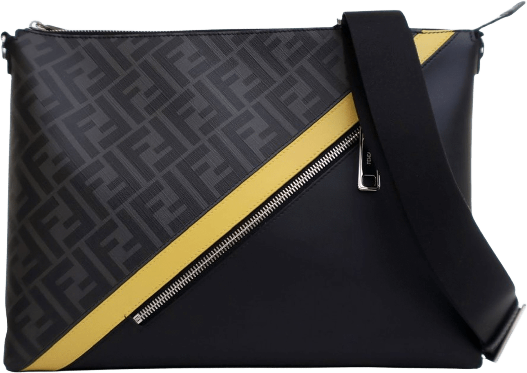 Fendi Zucca Coated Canvas Diagonal Crossbody, från Luxclusif, i färgen dark gray.