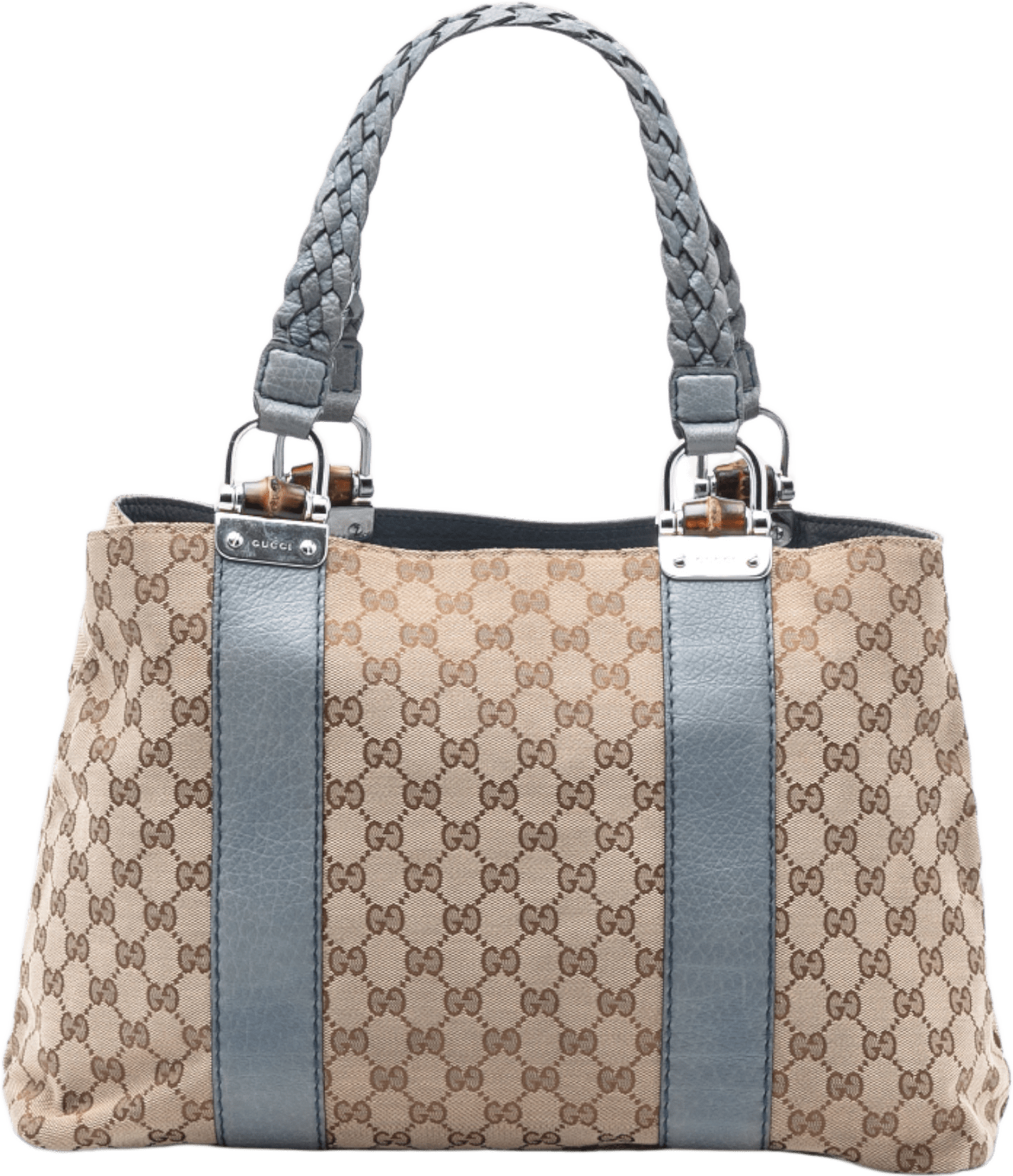 Gucci Medium Gg Canvas Bamboo Libeccio Tote, från Luxclusif, i färgen beige.