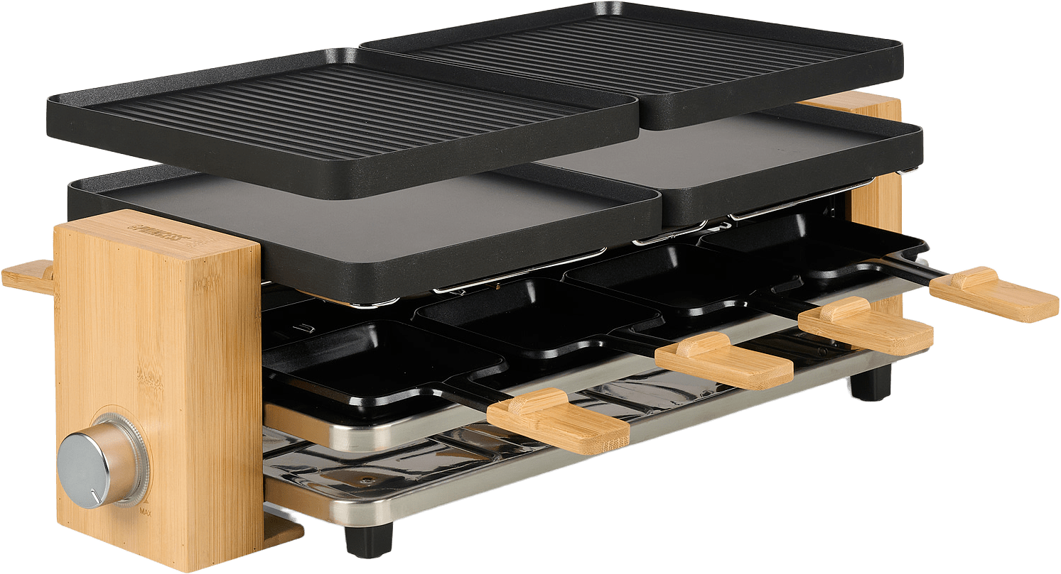 Raclette Pure 8 Bamboo, från Princess, i färgen bambu/svart.