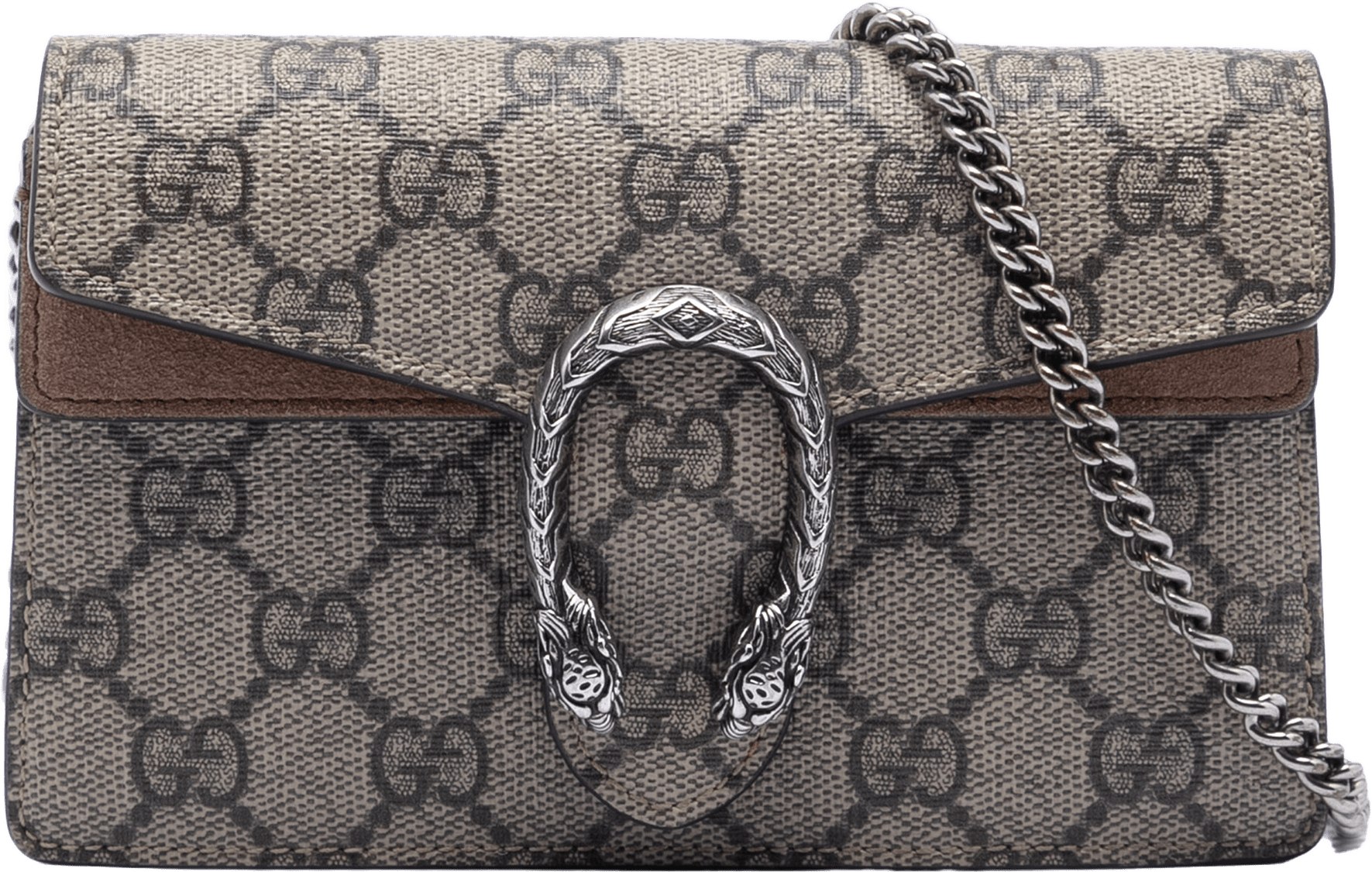 Gucci Mini Gg Supreme Dionysus Crossbody, från Luxclusif, i färgen beige.