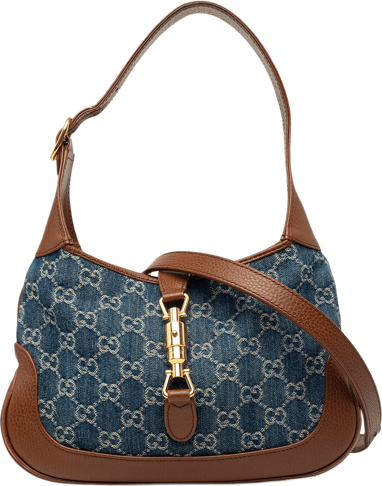 Gucci Small Gg Denim Jackie 1961 Crossbody, från Luxclusif, i färgen blå.