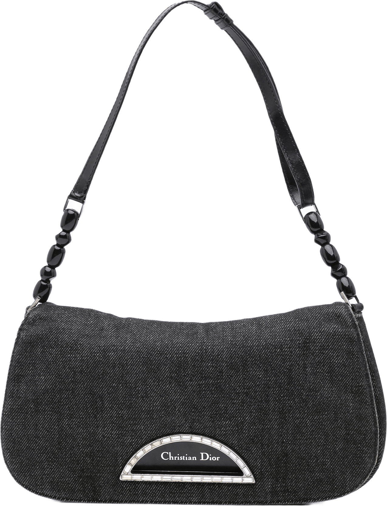 Dior Denim Malice Flap Shoulder Bag, från Luxclusif, i färgen dark gray.