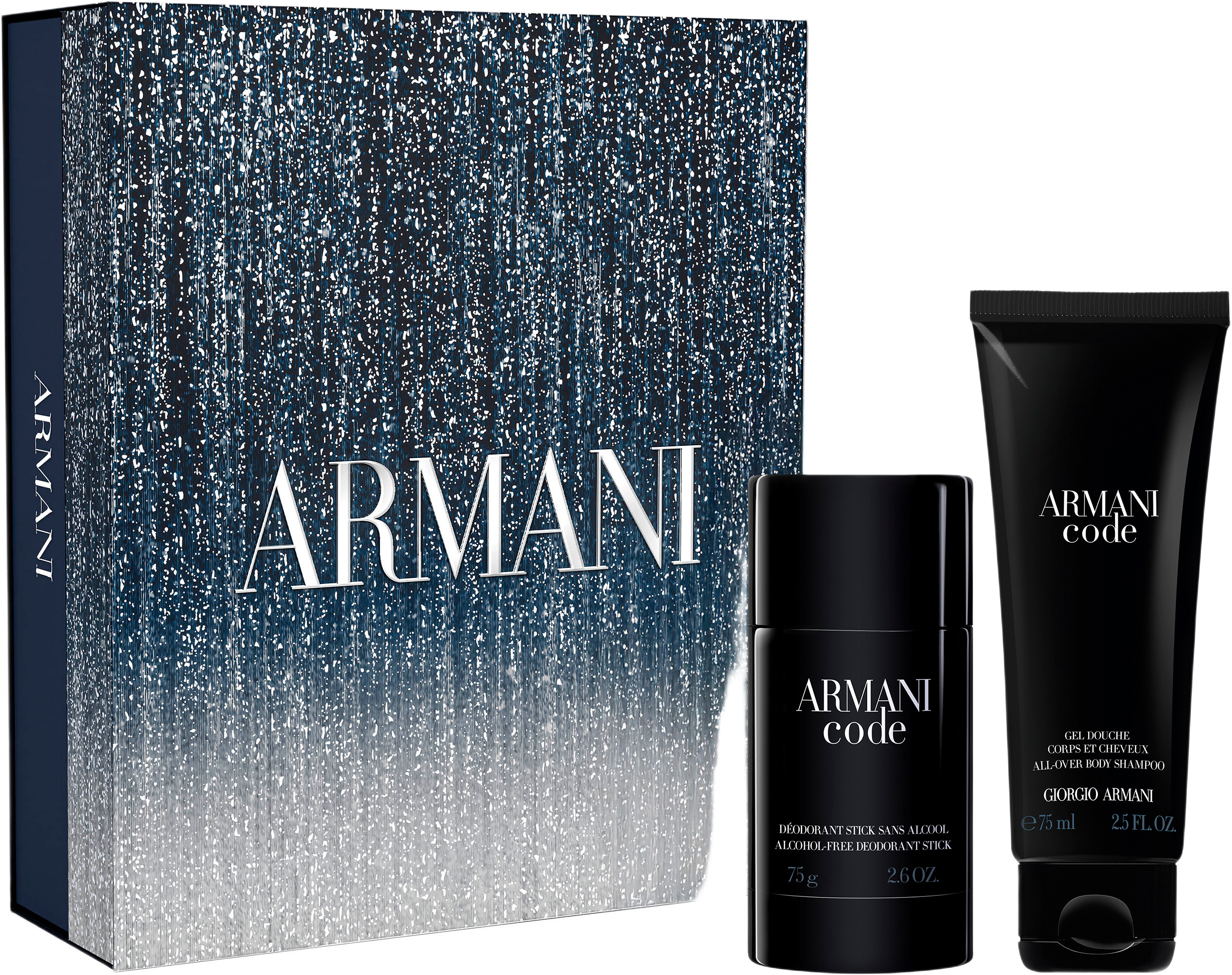 Code Eau de Toilette Holiday 2025 Gift Set Shower Gel 75ml + Deodorant stick 75ml, från Armani.