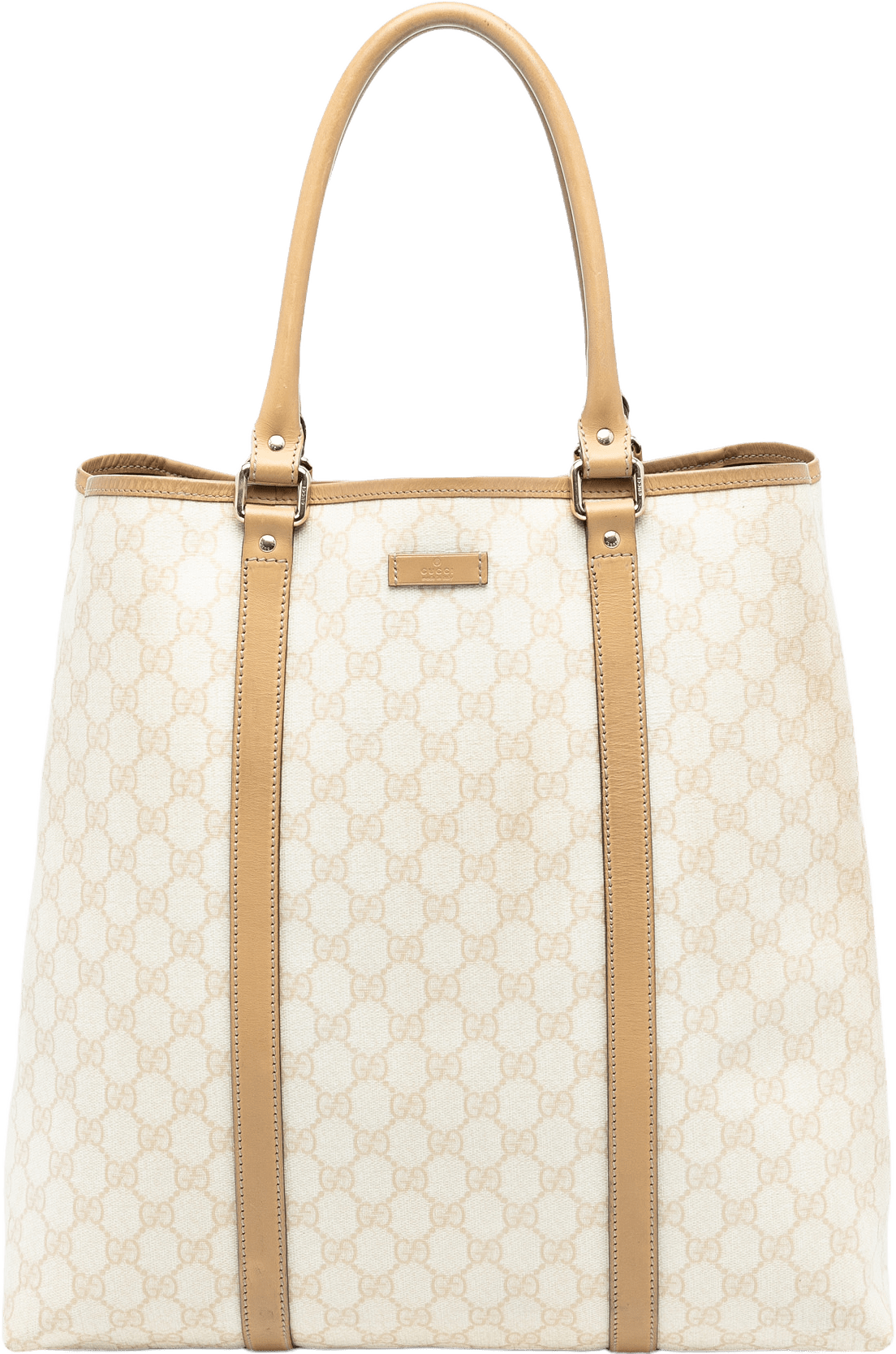 Gucci Gg Supreme Joy Vertical Tote, från Luxclusif, i färgen light beige.