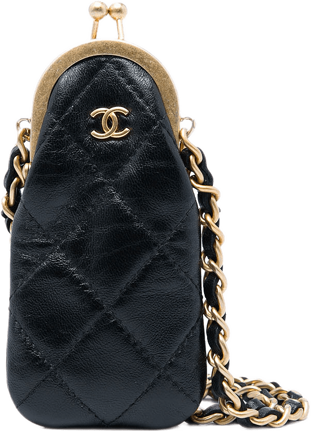 Chanel Cc Quilted Lambskin Lipstick Case On Chain, från Luxclusif, i färgen svart.