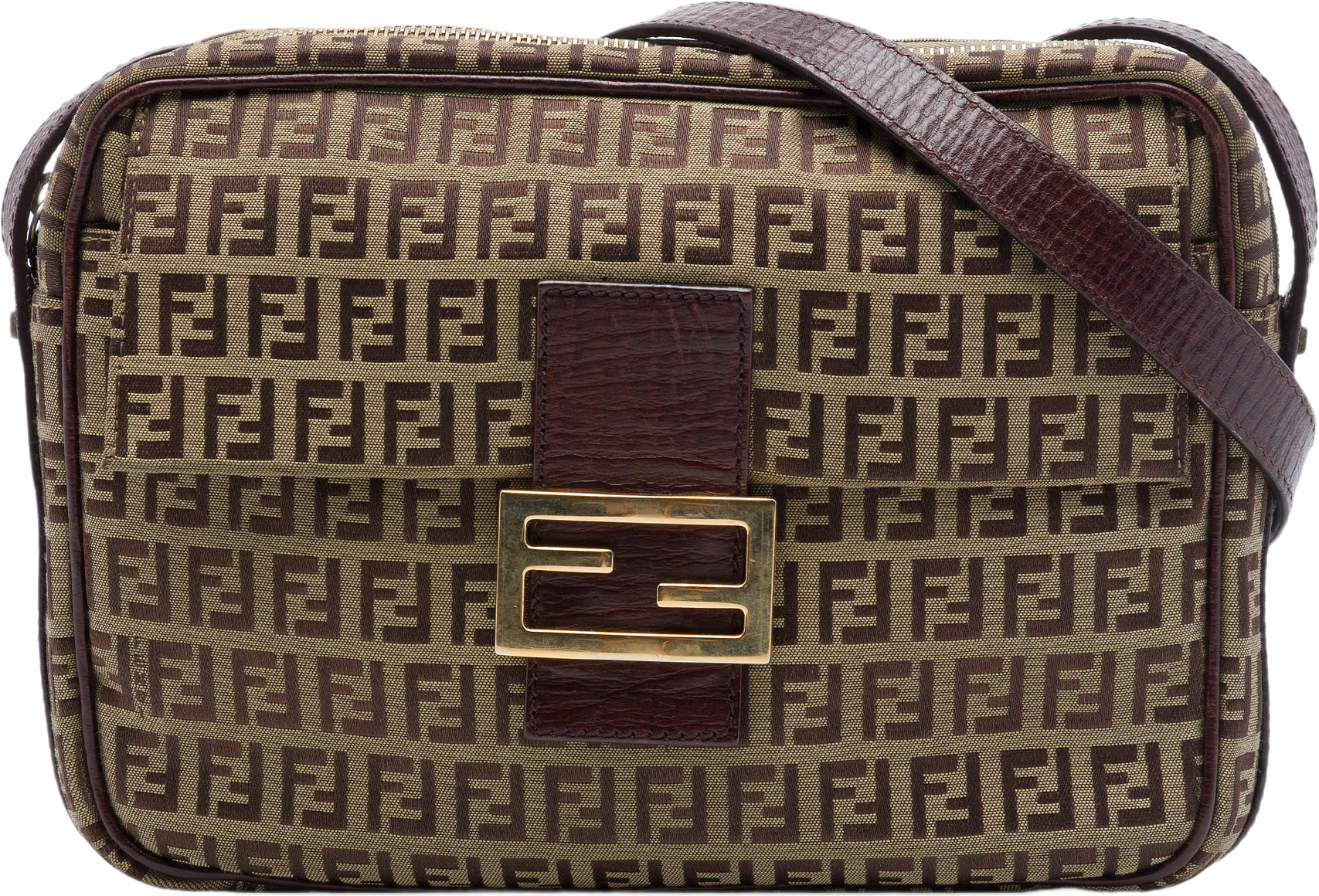Fendi Zucchino Canvas Crossbody, från Luxclusif, i färgen brun.