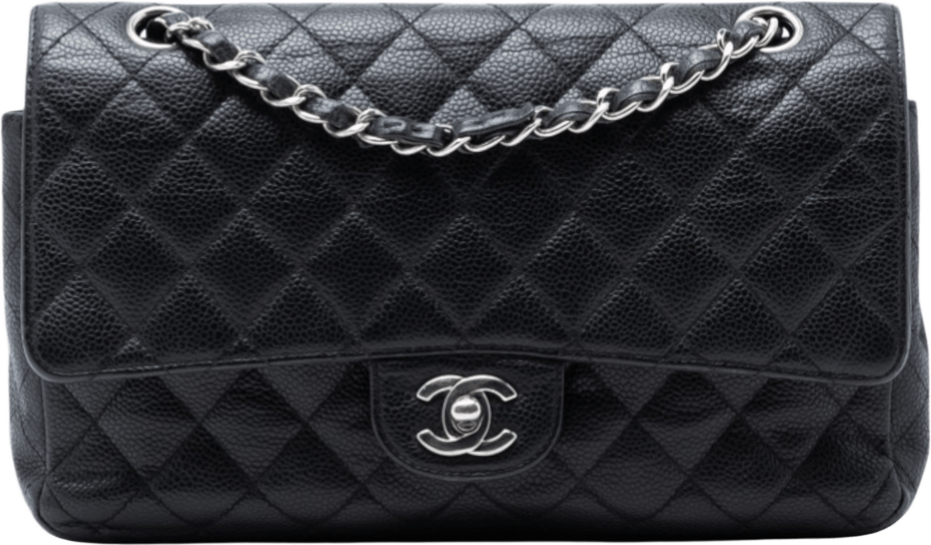 Chanel Medium Classic Caviar Double Flap, från Luxclusif, i färgen black.