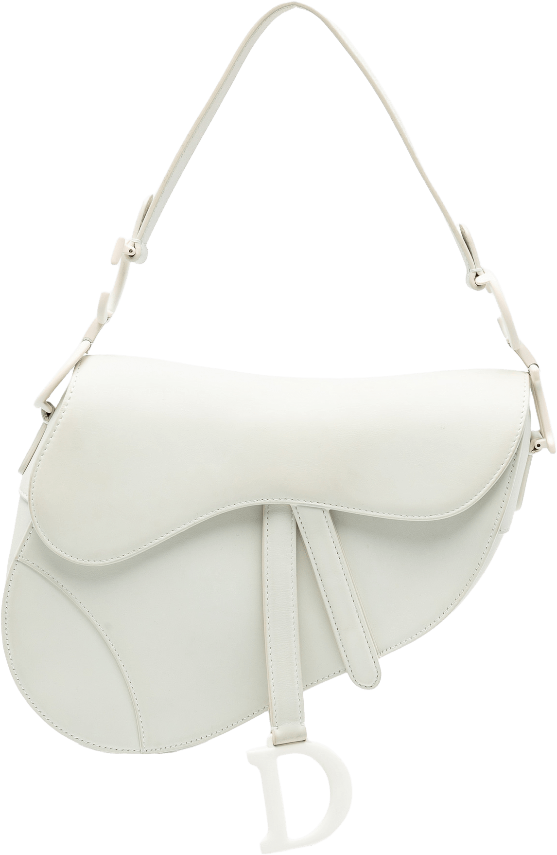 Dior Ultra Matte Calfskin Saddle Bag, från Luxclusif, i färgen white.