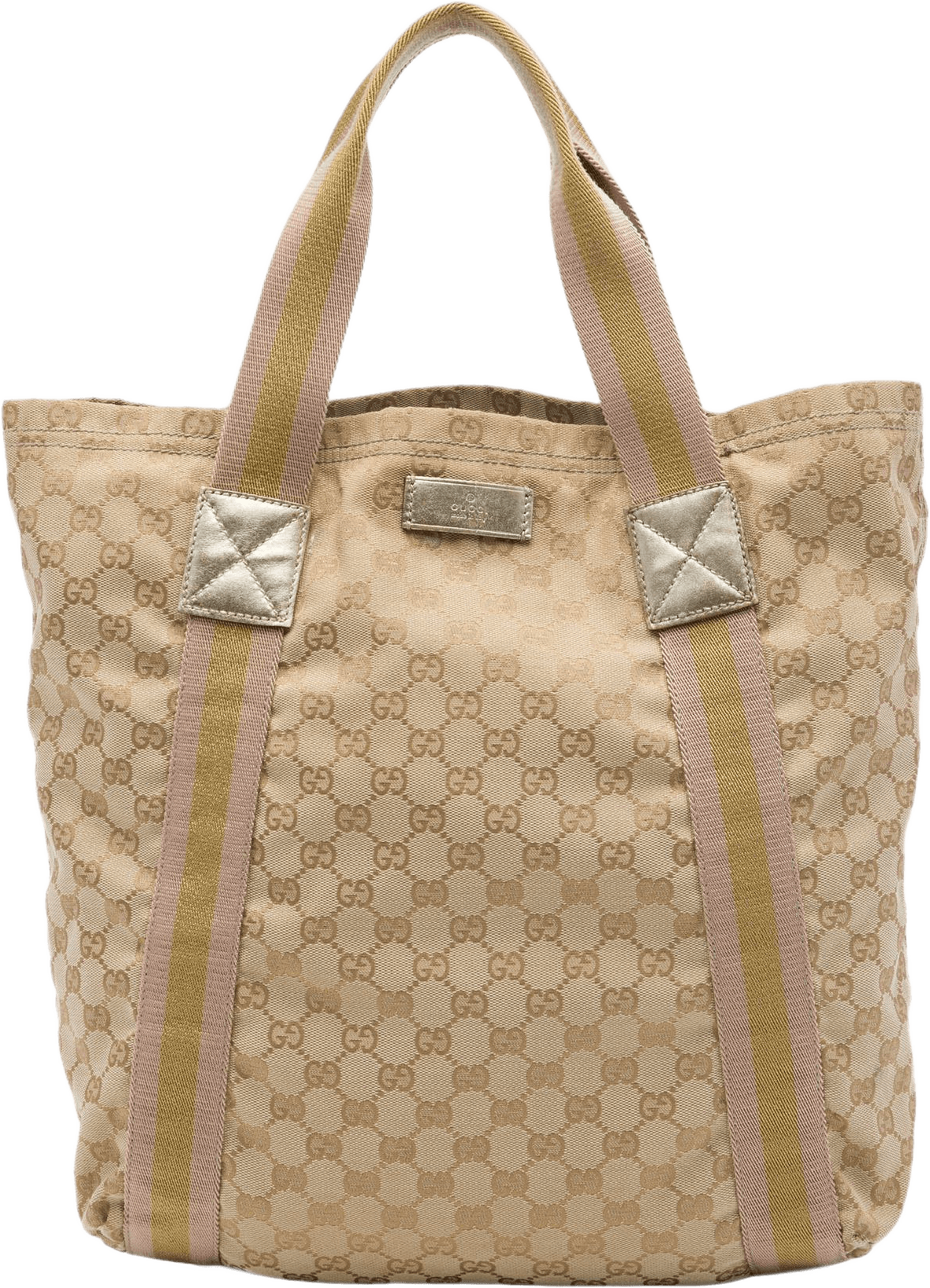 Gucci Gg Canvas Web Tote, från Luxclusif, i färgen beige.