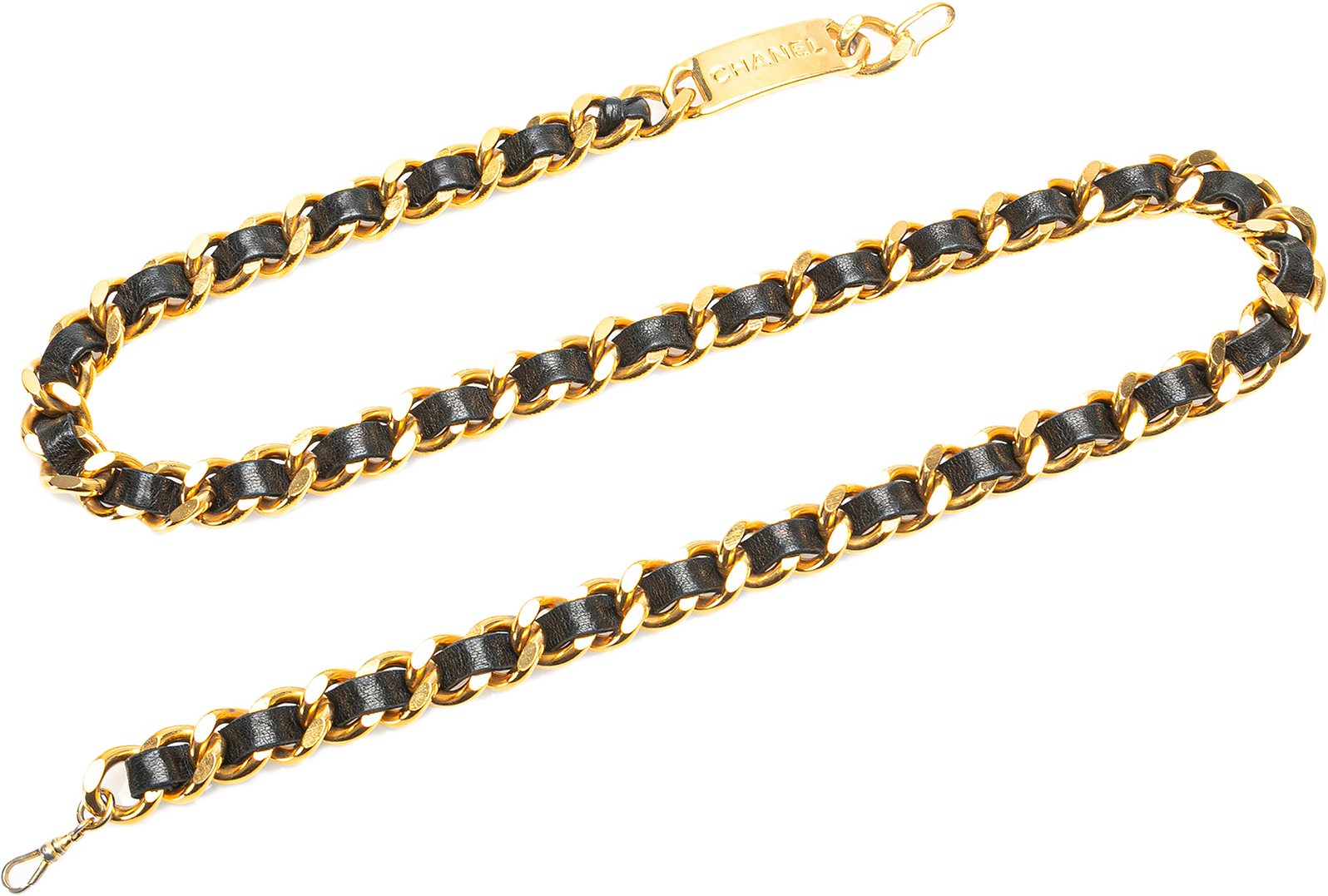 Chanel Gold Plated Medallion Leather Woven Chain Belt, från Luxclusif, i färgen gold.