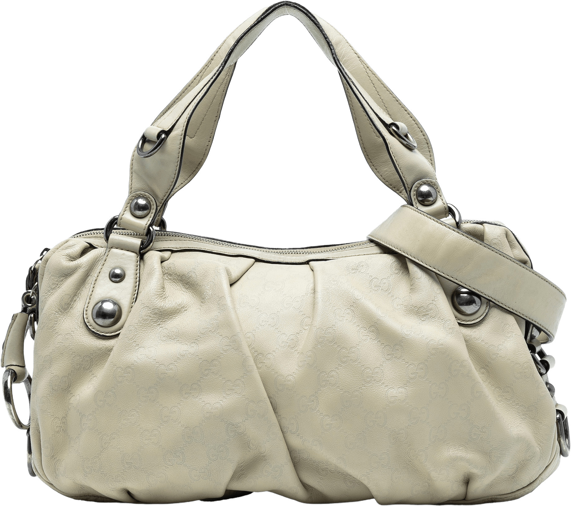 Gucci Guccissima Icon Bit Satchel, från Luxclusif, i färgen light beige.