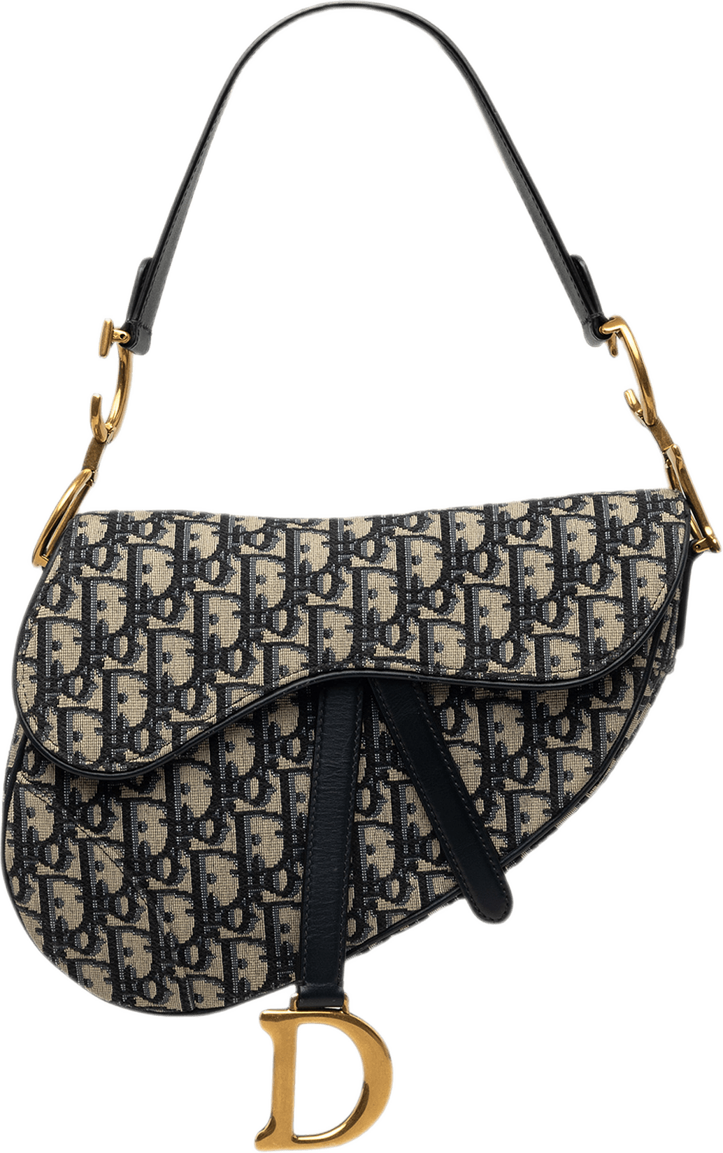 Dior Oblique Canvas Saddle Bag, från Luxclusif, i färgen blå.