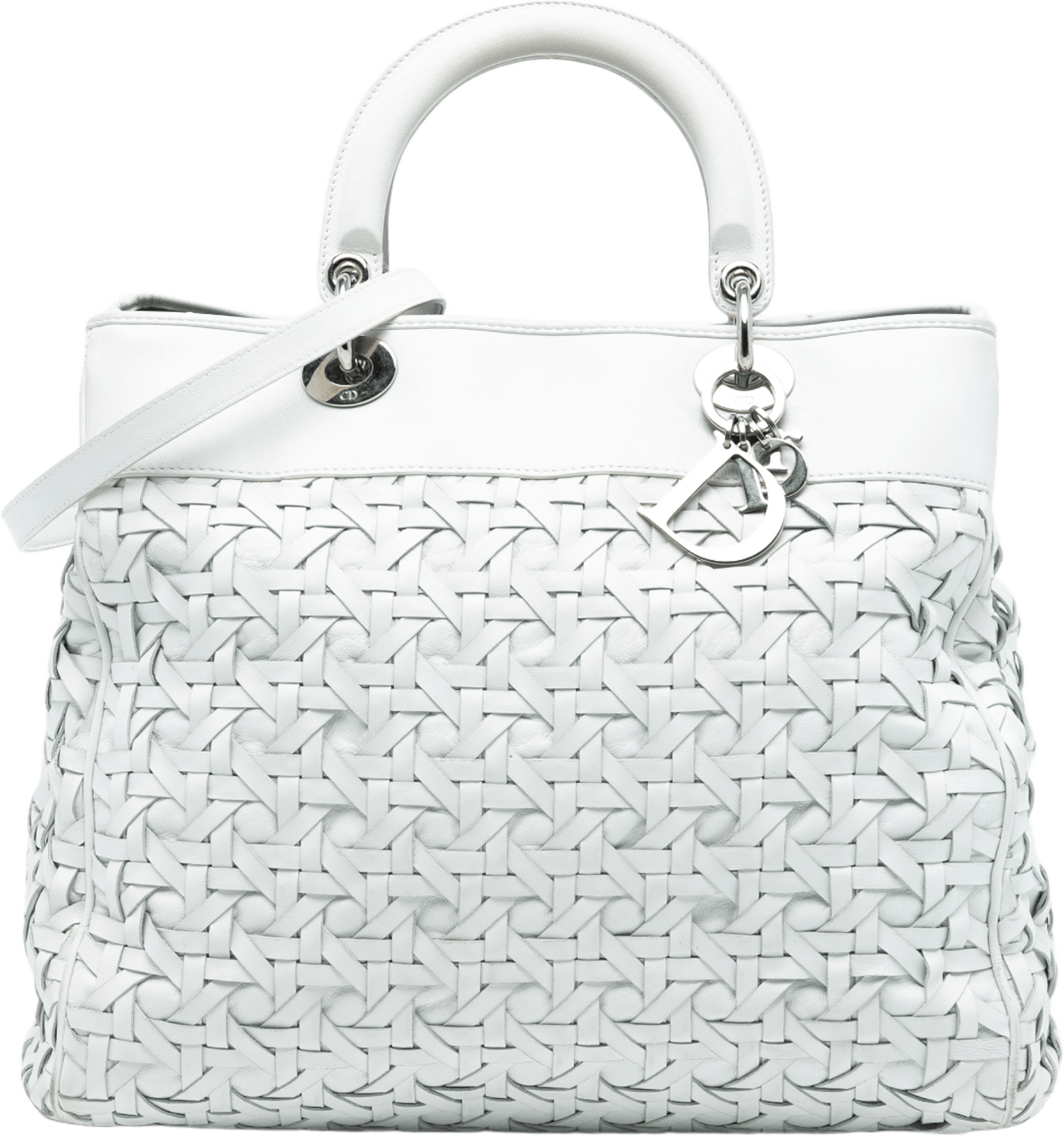 Dior Woven Lambskin Lady Dior Avenue Tote, från Luxclusif, i färgen white.