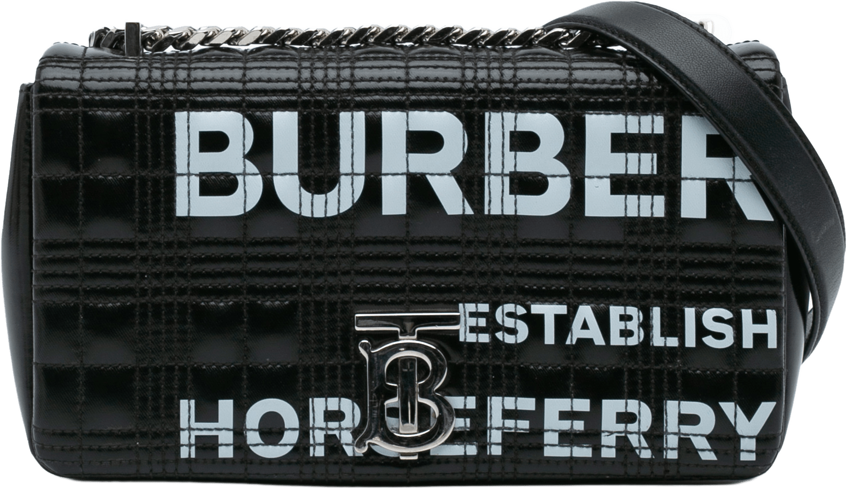 Burberry Small Patent Horseferry Lola Crossbody, från Luxclusif, i färgen black.