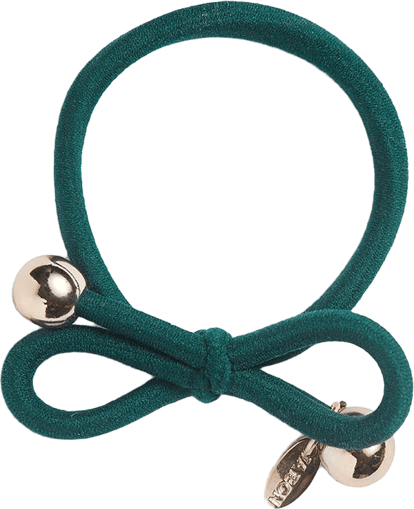 Hair Tie with Gold Bead - Dark Green, från IA BON, i färgen Dark Green.