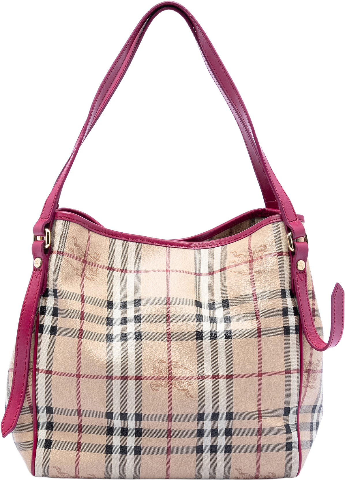 Burberry Small Haymarket Check Coated Canvas Canterbury Tote, från Luxclusif, i färgen beige.