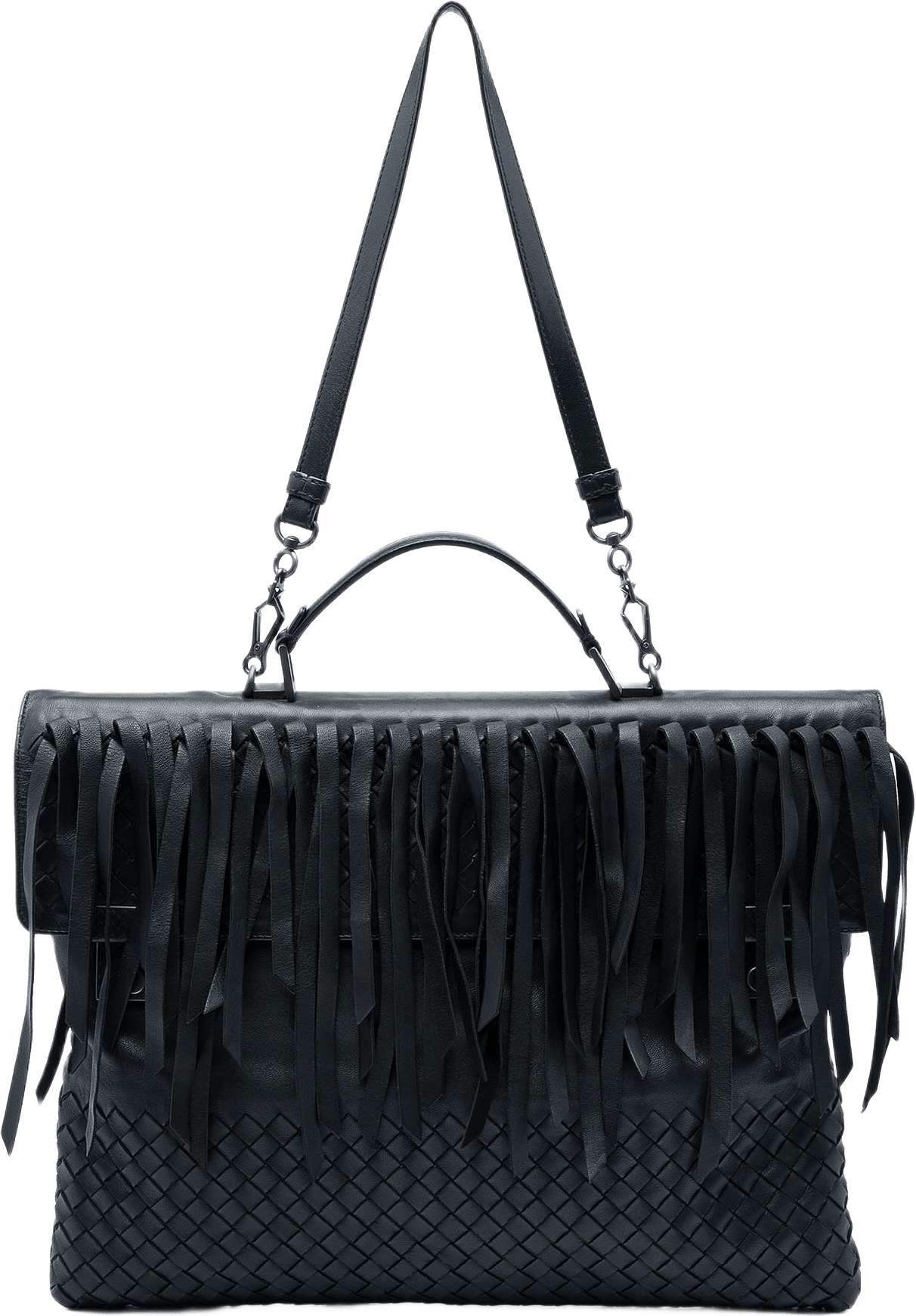 Bottega Veneta Nappa Intrecciato Fringe Business Bag, från Luxclusif, i färgen svart.