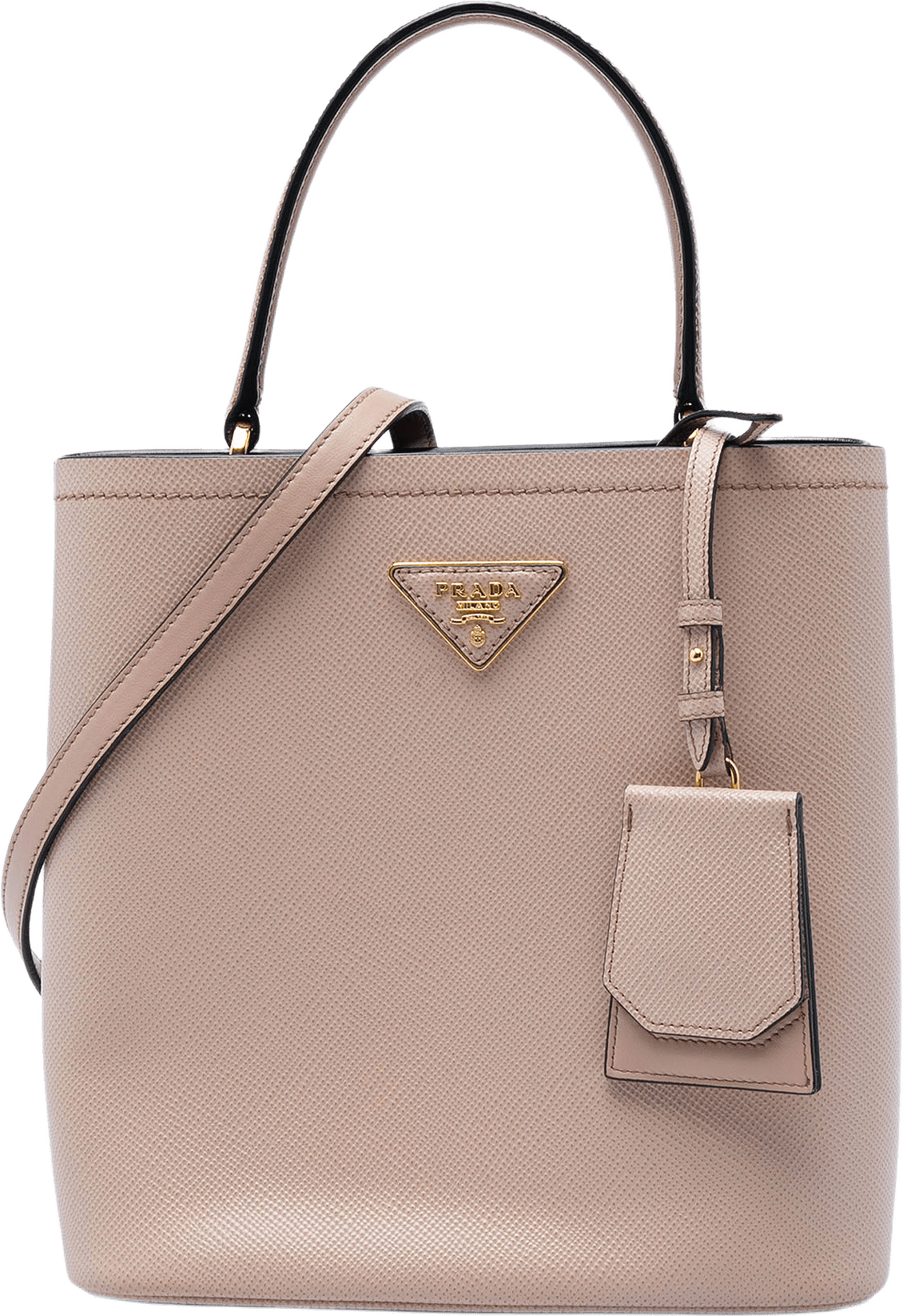 Prada Medium Saffiano Cuir Panier Satchel, från Luxclusif, i färgen brun.