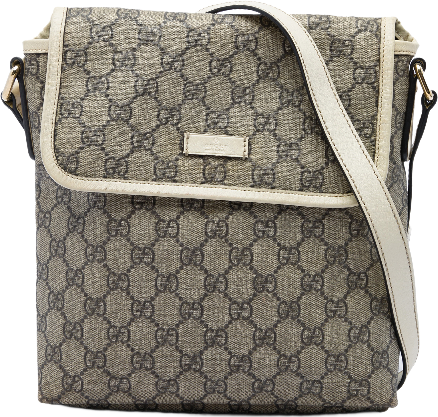 Gucci Gg Supreme Crossbody, från Luxclusif, i färgen beige.