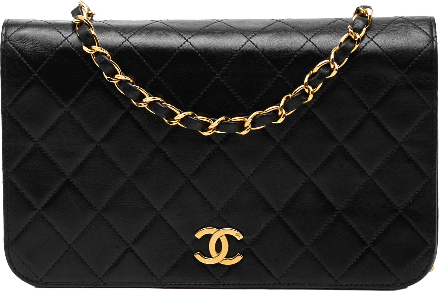Chanel Cc Quilted Lambskin Full Single Flap, från Luxclusif, i färgen black.