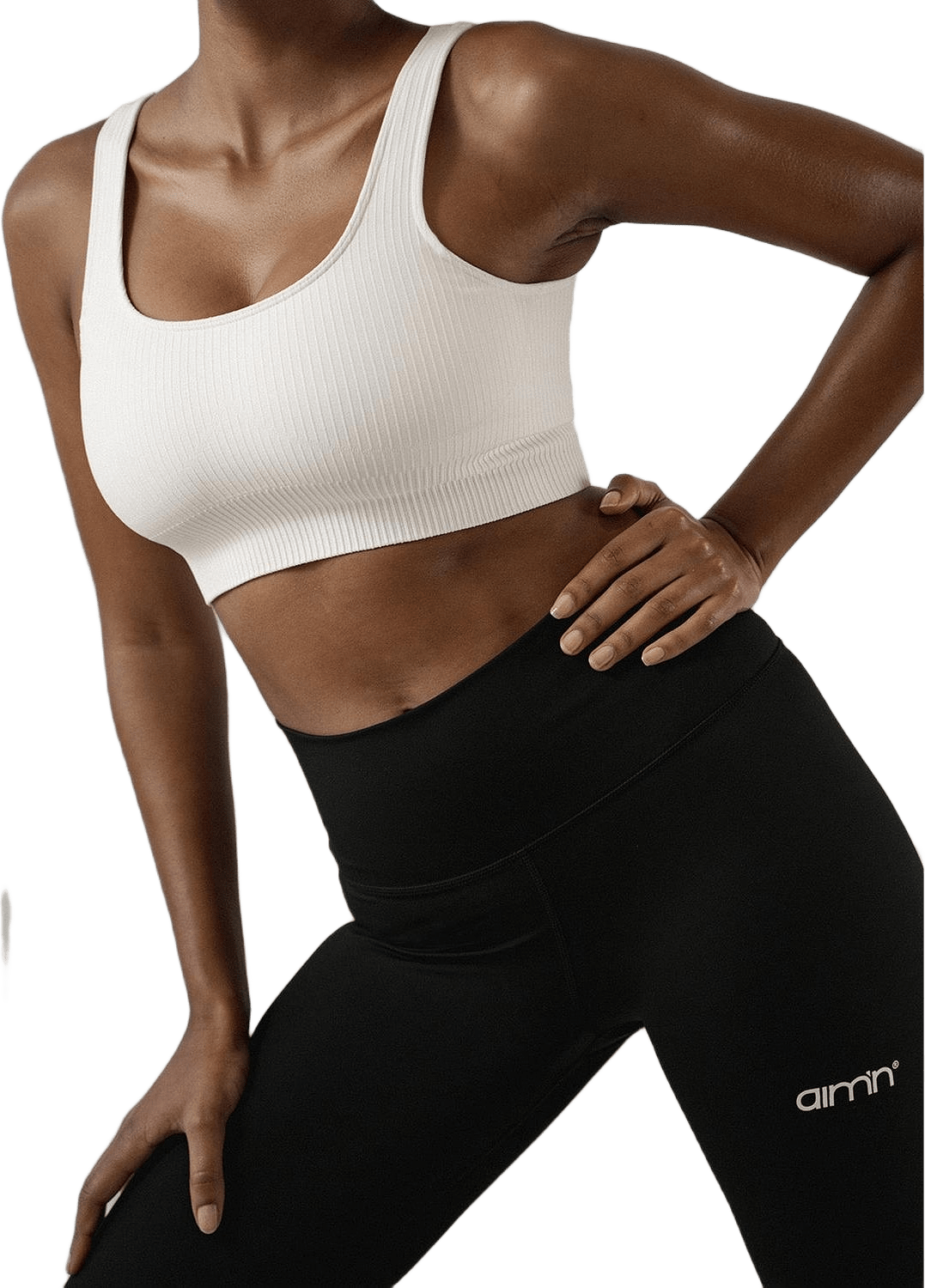 White Ribbed Seamless Bra, från aim'n, i färgen white.