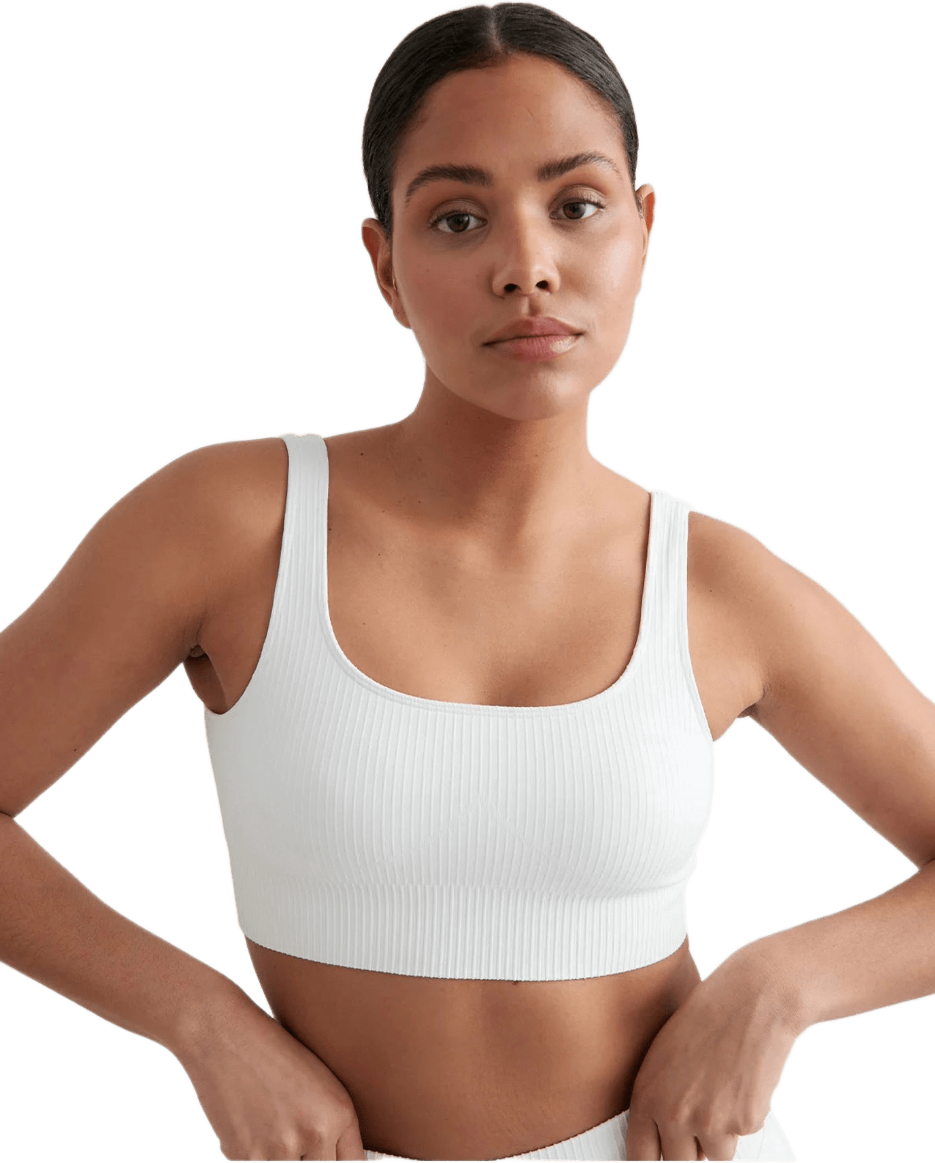 Ribbed Seamless Bra, från aim'n, i färgen white.